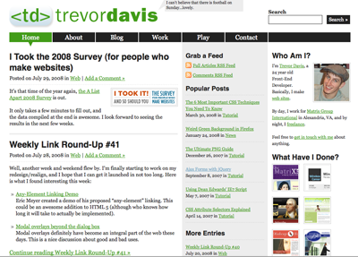 Screenshot of Trevor Davis' website