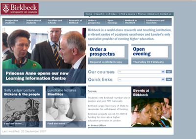 Birkbeck, University of London corporate site