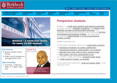 Prospective students microsite