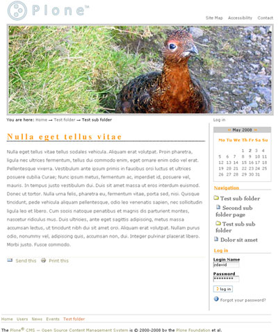 Screenshot of Simplicity for Plone