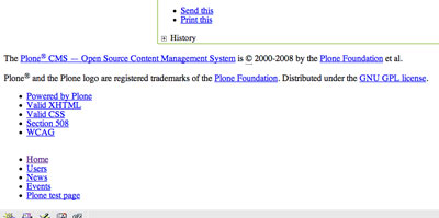 Screenshot showing reassignment of portal tabs underneath the portal footer